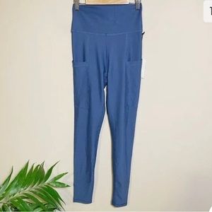 We Wore What Blue Full Length High Rise Pocket Athletic Leggings